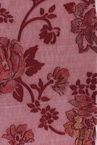 Elegant Crimson Lurex Floral Mesh Fabric - غاجي والا إكسبورت Gajiwala Export