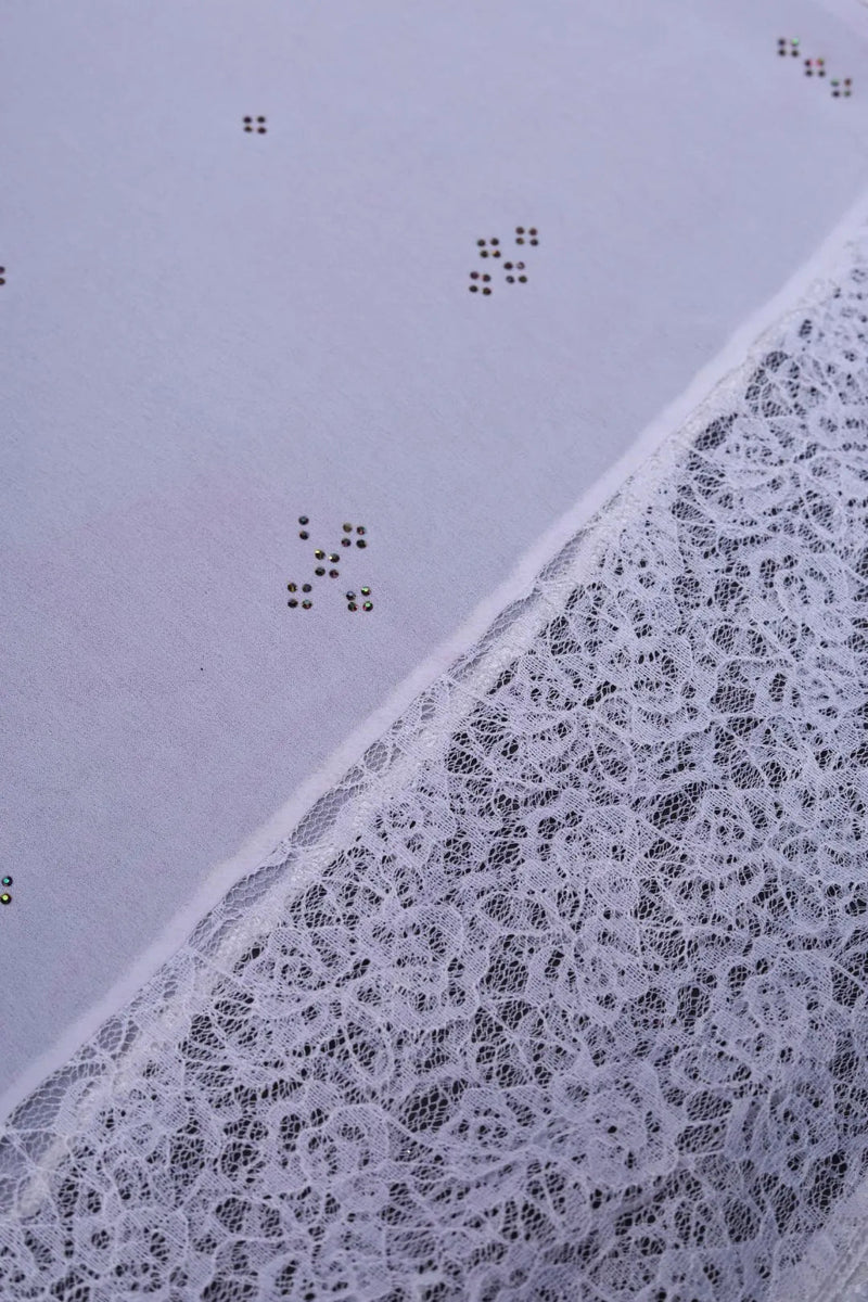 Crystal White Geometric Sparkle Designer Stole - غاجي والا إكسبورت Gajiwala Export