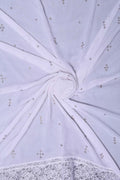 Crystal White Geometric Sparkle Designer Stole - غاجي والا إكسبورت Gajiwala Export