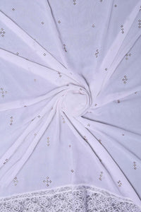 Crystal White Geometric Sparkle Designer Stole - غاجي والا إكسبورت Gajiwala Export