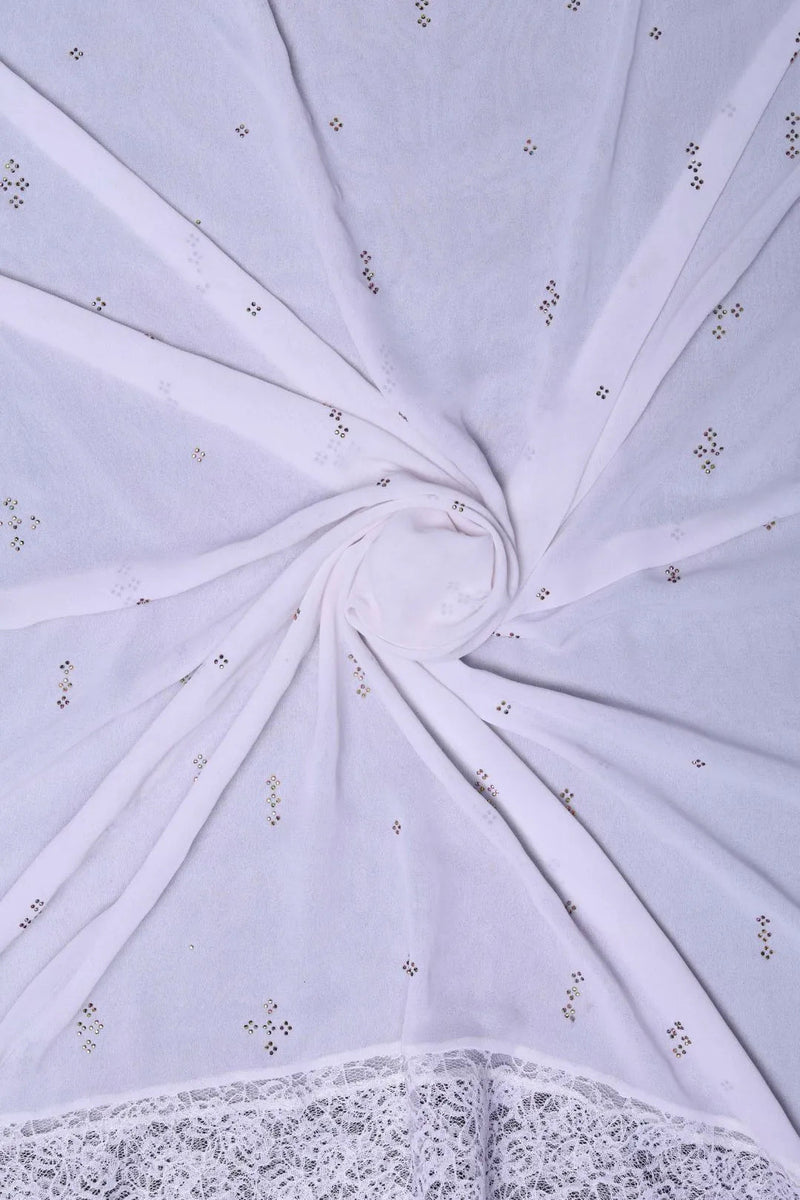 Crystal White Geometric Sparkle Designer Stole - غاجي والا إكسبورت Gajiwala Export