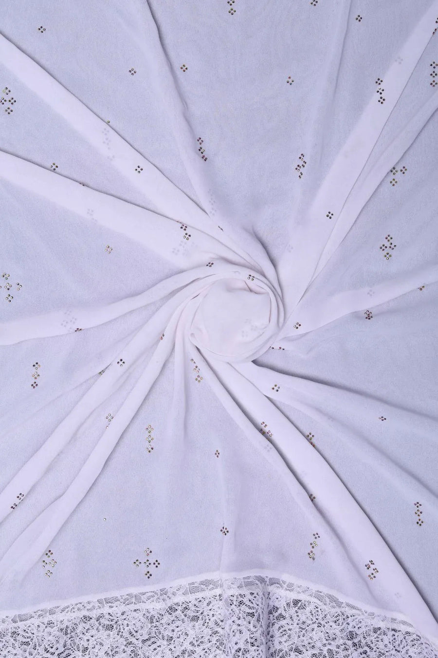 Crystal White Geometric Sparkle Designer Stole - غاجي والا إكسبورت Gajiwala Export