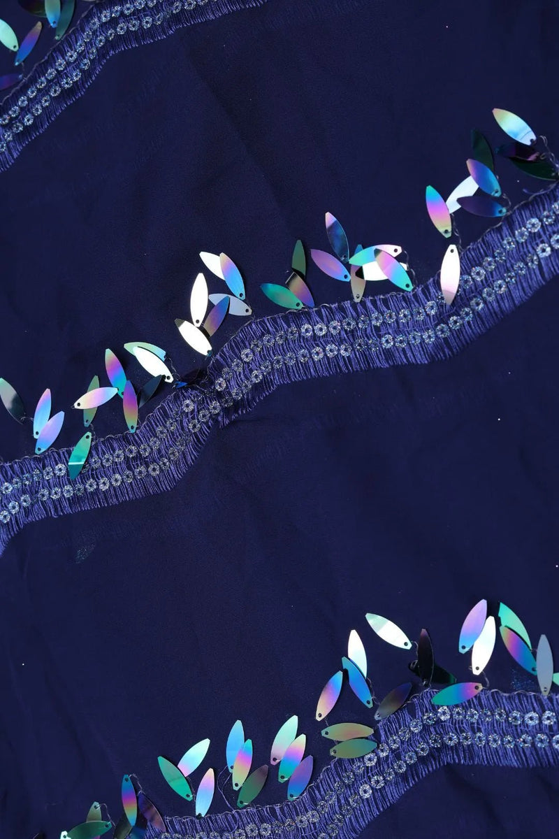 Deep Navy Column Fabric with Iridescent Sequin - غاجي والا إكسبورت Gajiwala Export