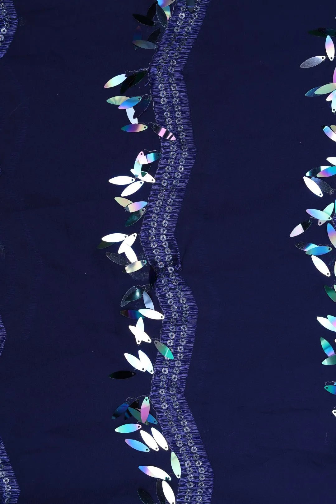 Deep Navy Column Fabric with Iridescent Sequin - غاجي والا إكسبورت Gajiwala Export