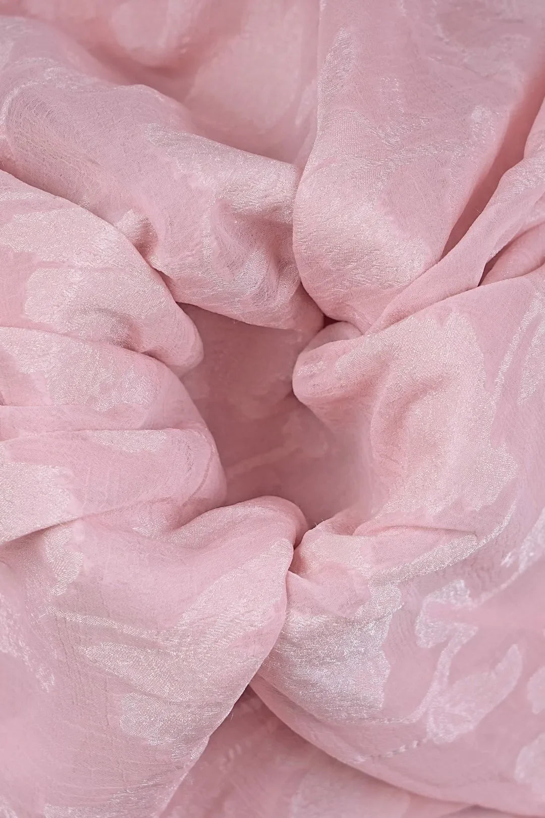 Delicate Baby Pink Floral Printed Work Fabric - غاجي والا إكسبورت Gajiwala Export