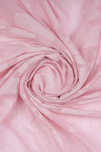 Delicate Baby Pink Floral Printed Work Fabric - غاجي والا إكسبورت Gajiwala Export