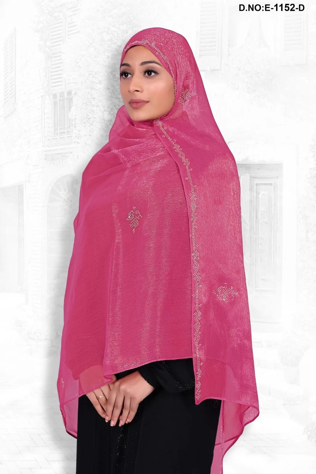 Designer Dupatta with Crystal Floral Accents - غاجي والا إكسبورت Gajiwala Export