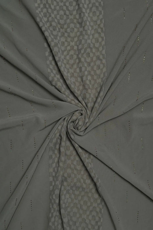 Dove Grey Textured Geometric Stripe Stole Luxury Designer Scarf for Women - غاجي والا إكسبورت Gajiwala Export