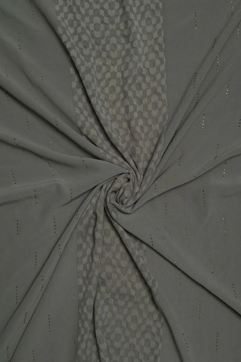 Dove Grey Textured Geometric Stripe Stole Luxury Designer Scarf for Women - غاجي والا إكسبورت Gajiwala Export