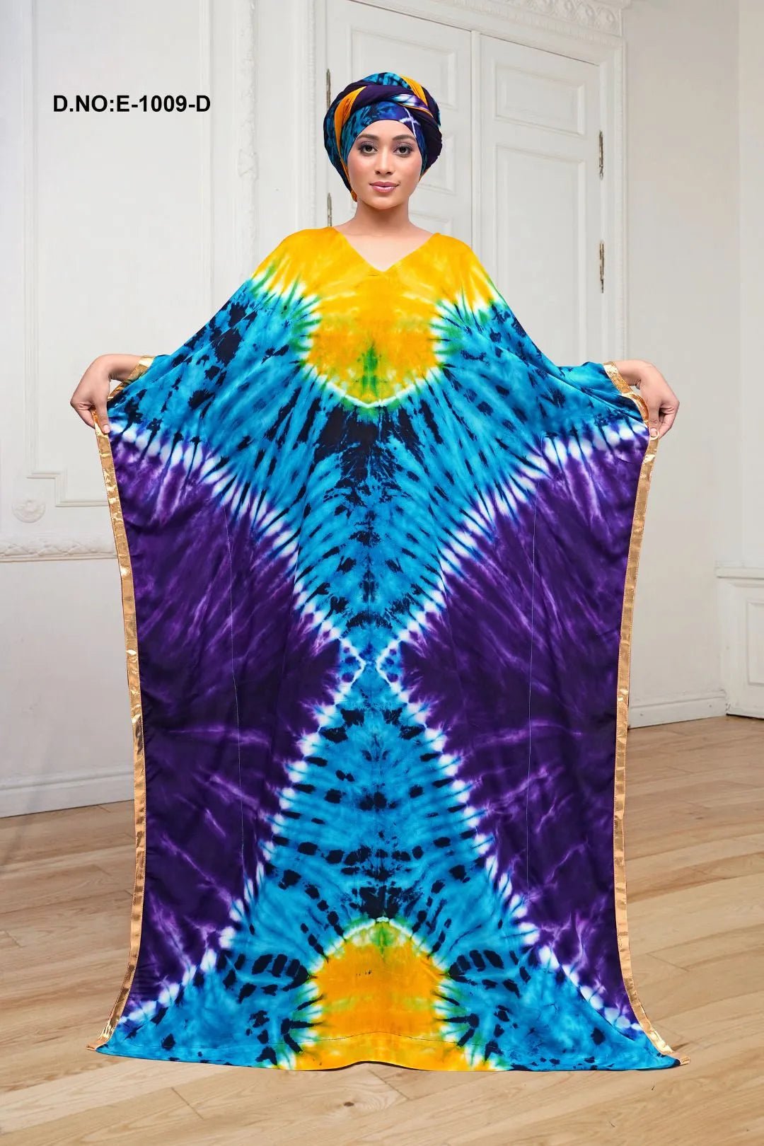 Dramatic Tie - Dye Farasha Kaftan Gown Style - غاجي والا إكسبورت Gajiwala Export