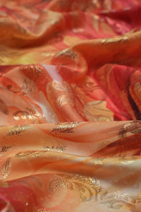 Watercolor Fabric with Peony Print and Gold Detail - غاجي والا إكسبورت Gajiwala Export