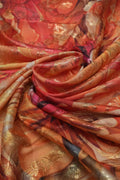 Watercolor Fabric with Peony Print and Gold Detail - غاجي والا إكسبورت Gajiwala Export