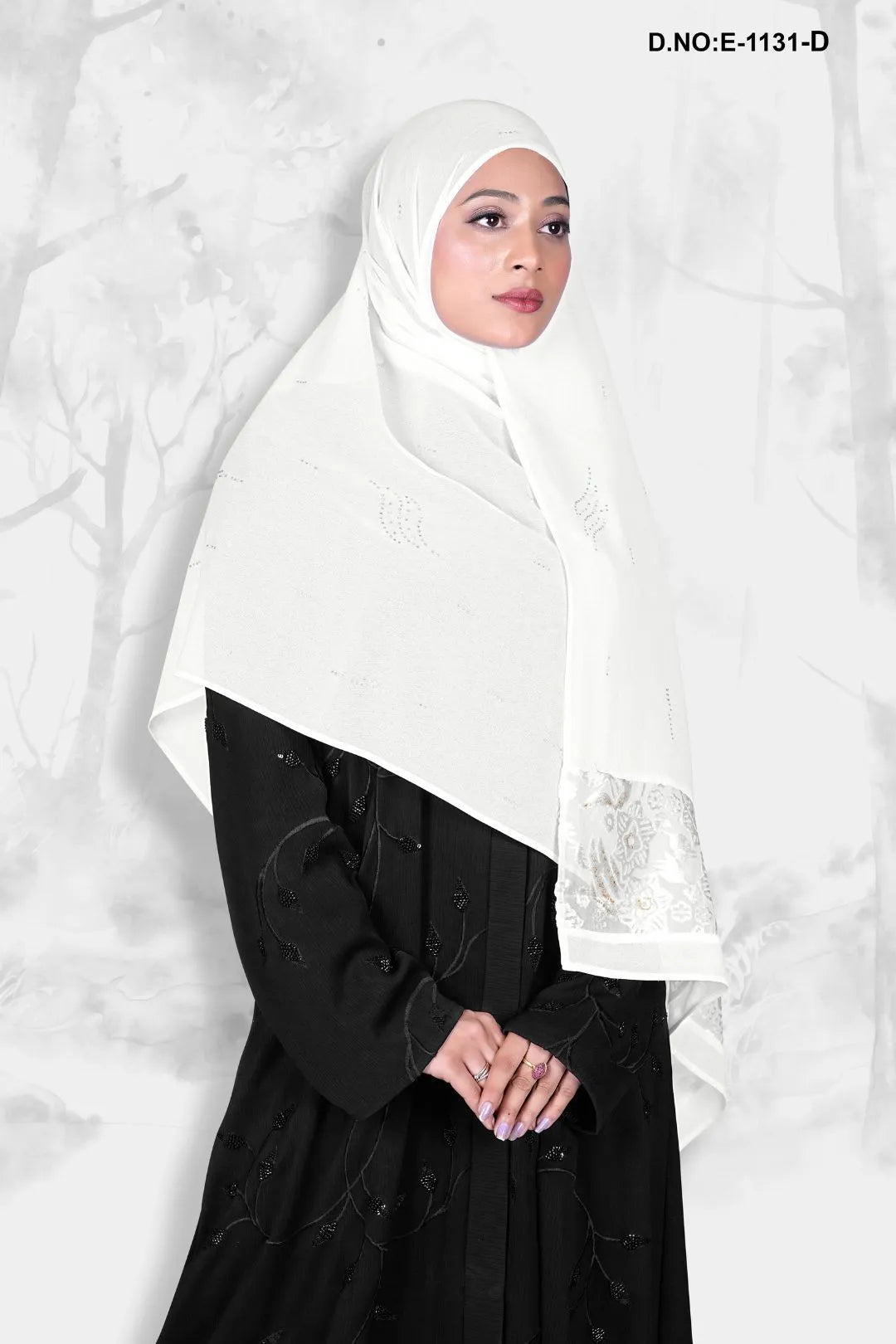 Dupatta with Rhinestone Accent and Print Border - غاجي والا إكسبورت Gajiwala Export