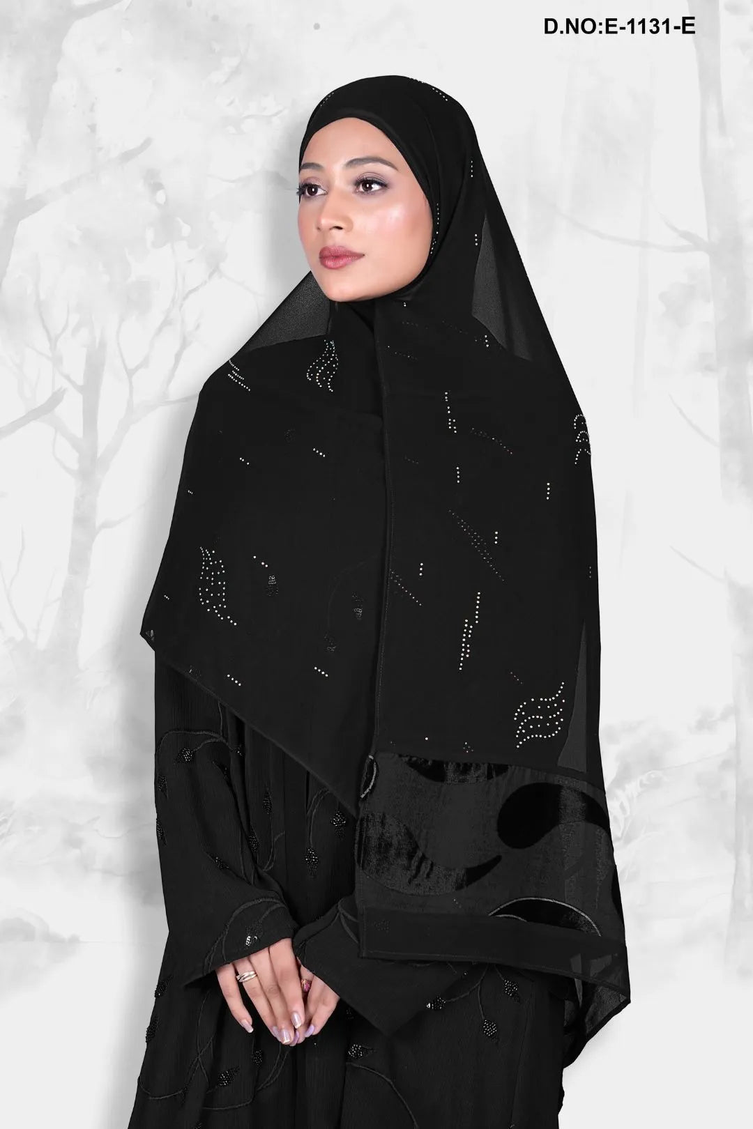 Dupatta with Rhinestone Accent and Print Border - غاجي والا إكسبورت Gajiwala Export