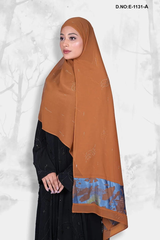 Dupatta with Rhinestone Accent and Print Border - غاجي والا إكسبورت Gajiwala Export