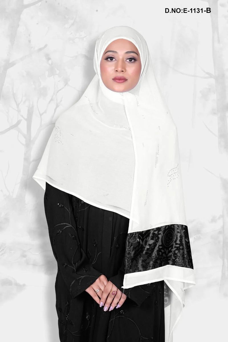 Dupatta with Rhinestone Accent and Print Border - غاجي والا إكسبورت Gajiwala Export