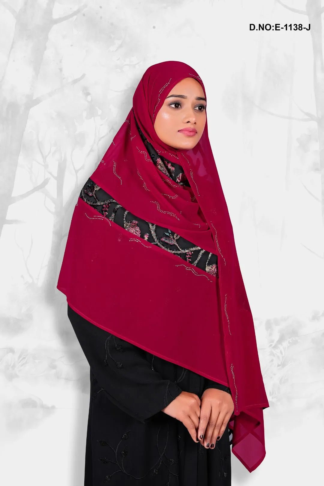 Dupatta with Silver - Lined Border For Women - غاجي والا إكسبورت Gajiwala Export