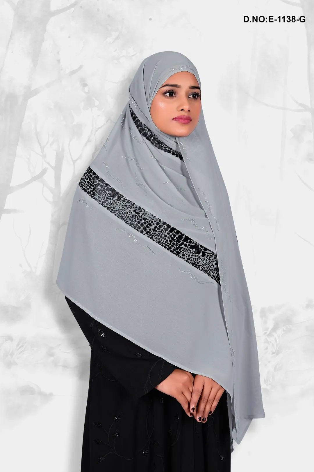 Dupatta with Silver - Lined Border For Women - غاجي والا إكسبورت Gajiwala Export