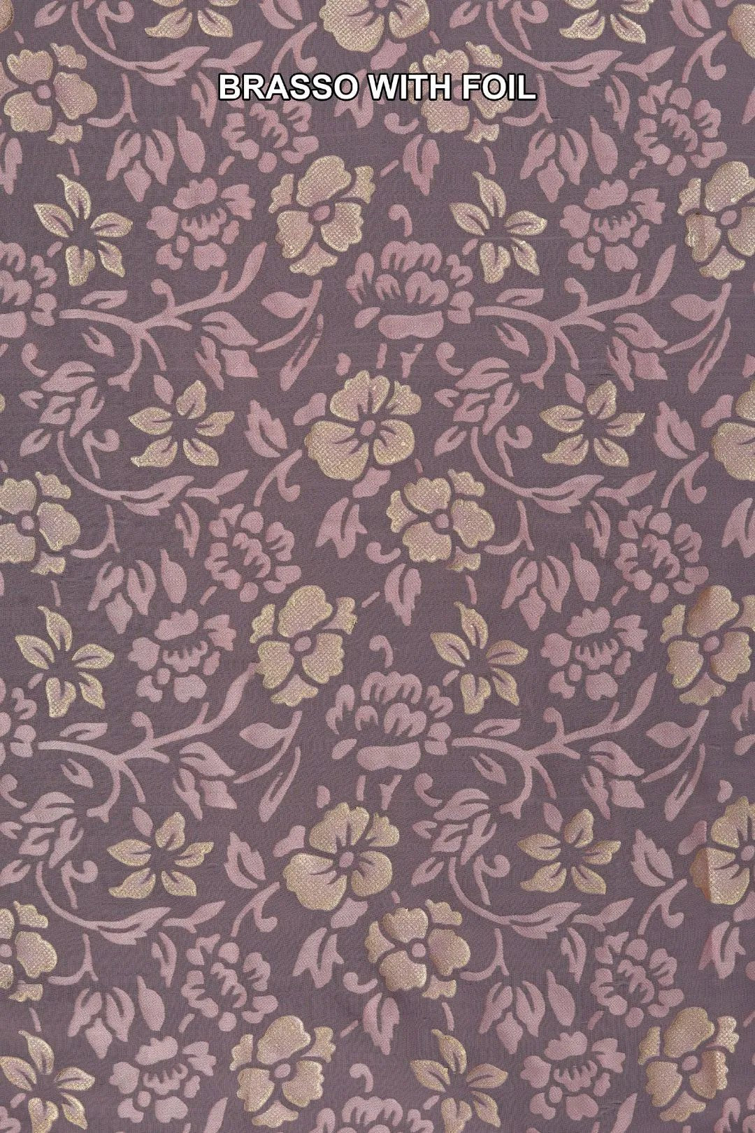 Dusty Mauve Floral Brasso with Gold Foil Accents - غاجي والا إكسبورت Gajiwala Export