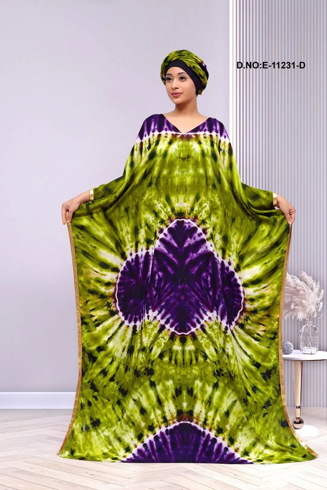 Dynamic Farasha Gown with Tie - Dye Print For Women - غاجي والا إكسبورت Gajiwala Export