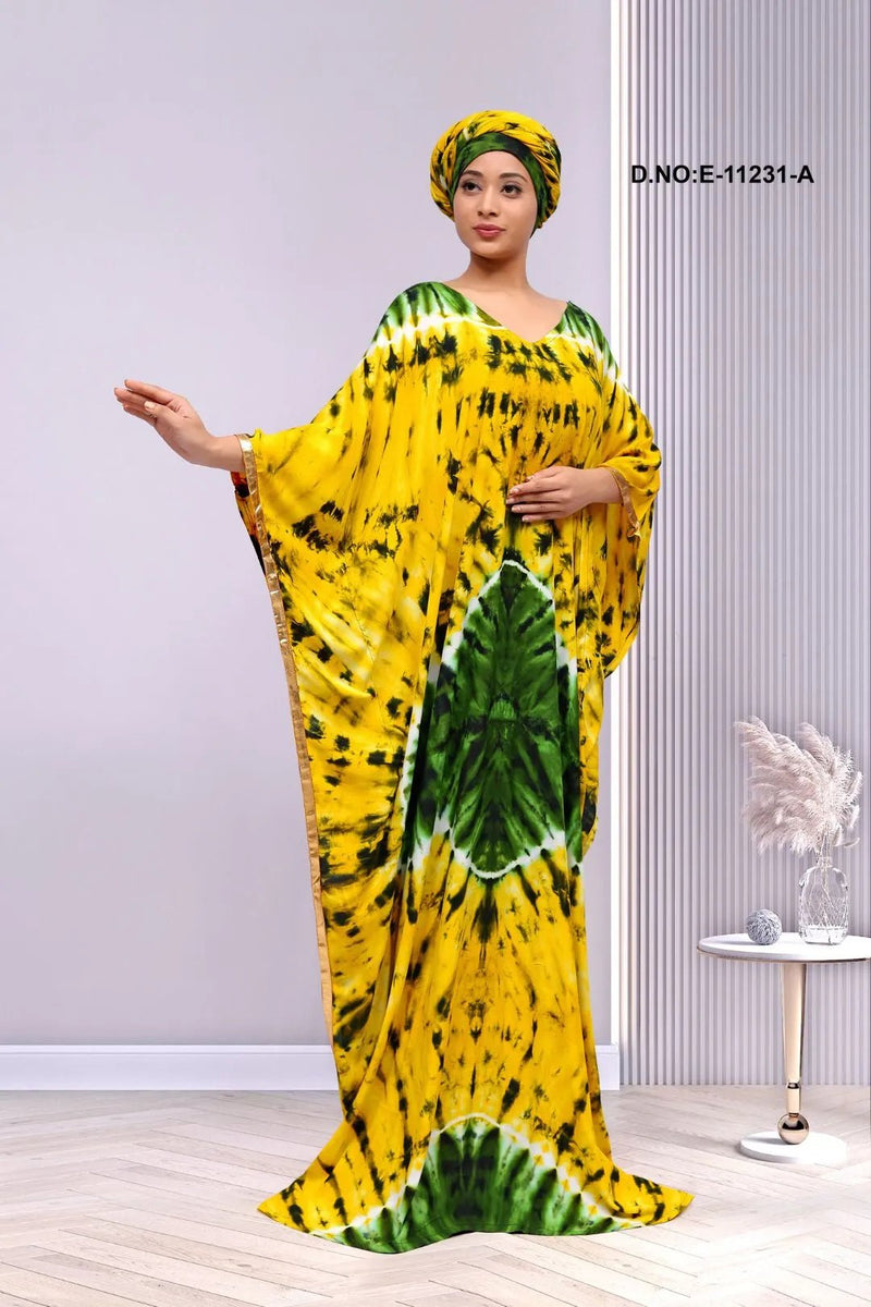 Dynamic Farasha Gown with Tie - Dye Print For Women - غاجي والا إكسبورت Gajiwala Export