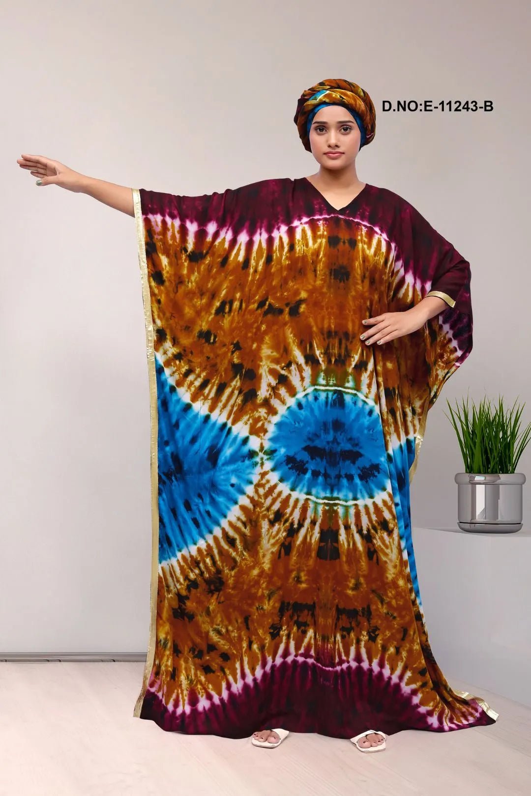 Dynamic Kaftan Farasha with Tie - Dye Print - غاجي والا إكسبورت Gajiwala Export
