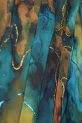 Earth & Sea Abstract with Positional Zari Fabric - غاجي والا إكسبورت Gajiwala Export