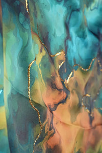 Earth & Sea Abstract with Positional Zari Fabric - غاجي والا إكسبورت Gajiwala Export