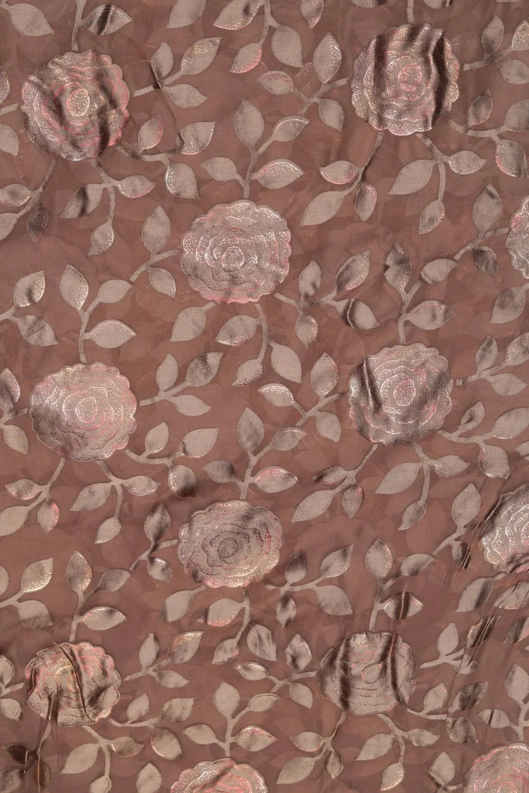Earth Tonal Metallic Floral Brasso Fabric - غاجي والا إكسبورت Gajiwala Export