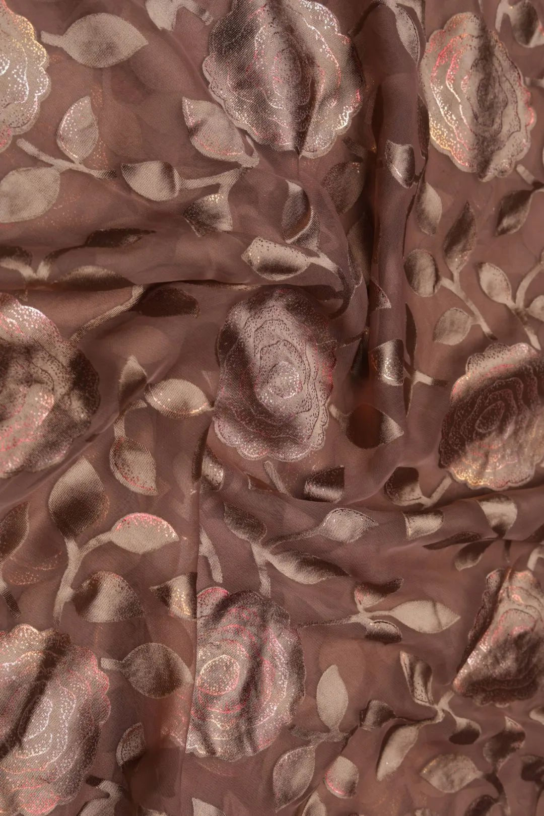 Earth Tonal Metallic Floral Brasso Fabric - غاجي والا إكسبورت Gajiwala Export