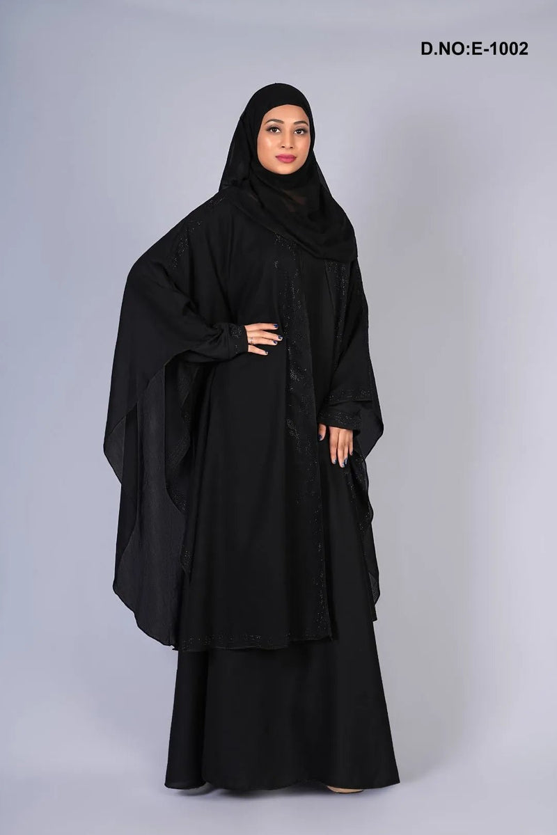Elegant Black Burqa Style Abaya Set For Women - غاجي والا إكسبورت Gajiwala Export
