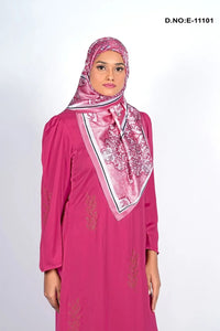 Elegant Dark Pink Long Abaya with Puff Sleeves - غاجي والا إكسبورت Gajiwala Export