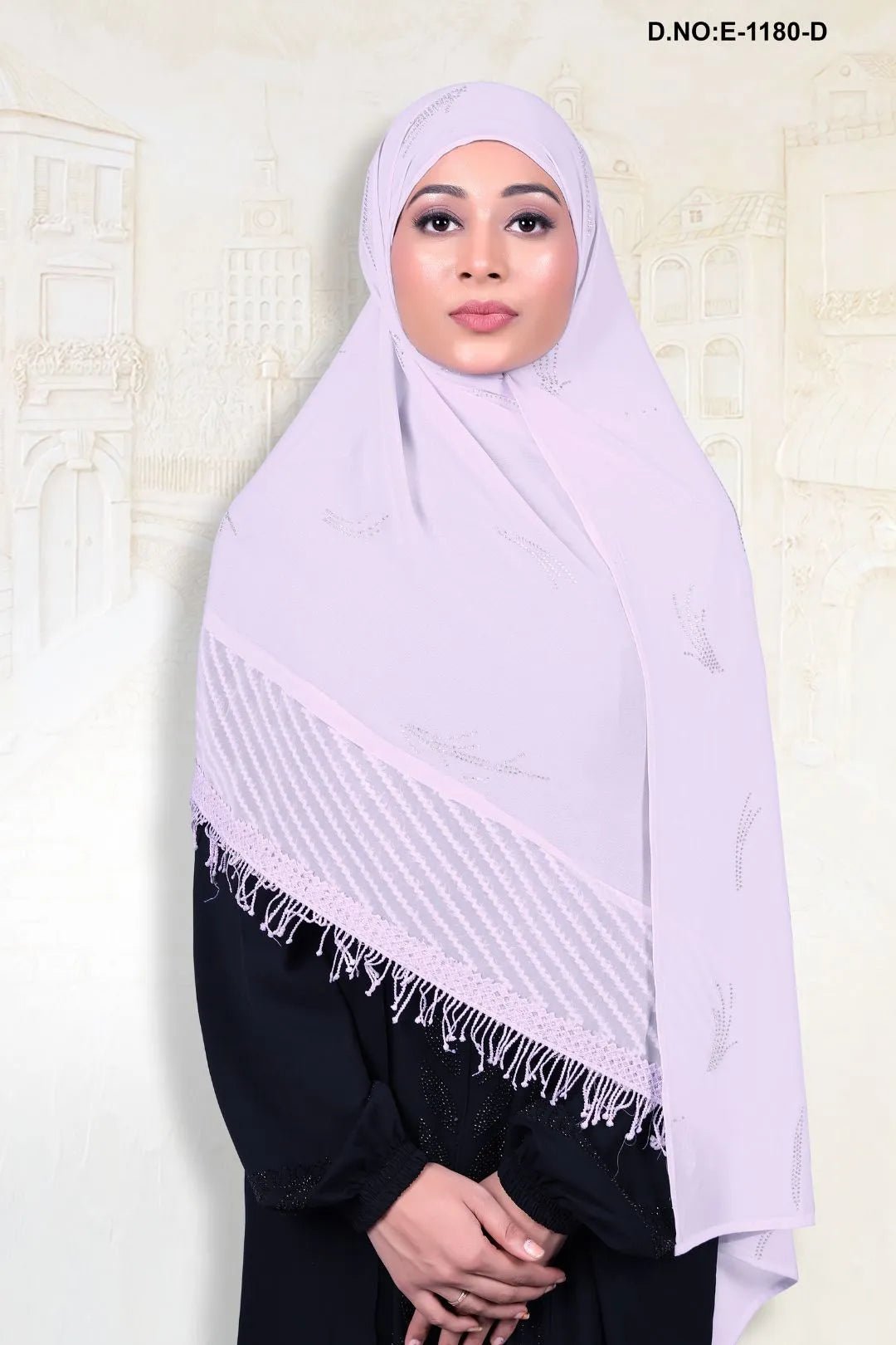 Elegant Dupatta with Chevron Mesh and Fringe - غاجي والا إكسبورت Gajiwala Export