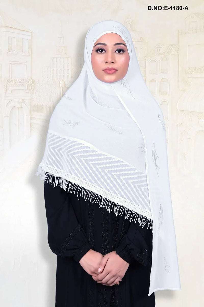 Elegant Dupatta with Chevron Mesh and Fringe - غاجي والا إكسبورت Gajiwala Export