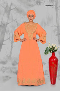 Elegant Kaftan with Rich Gold Embroidery For Women - غاجي والا إكسبورت Gajiwala Export