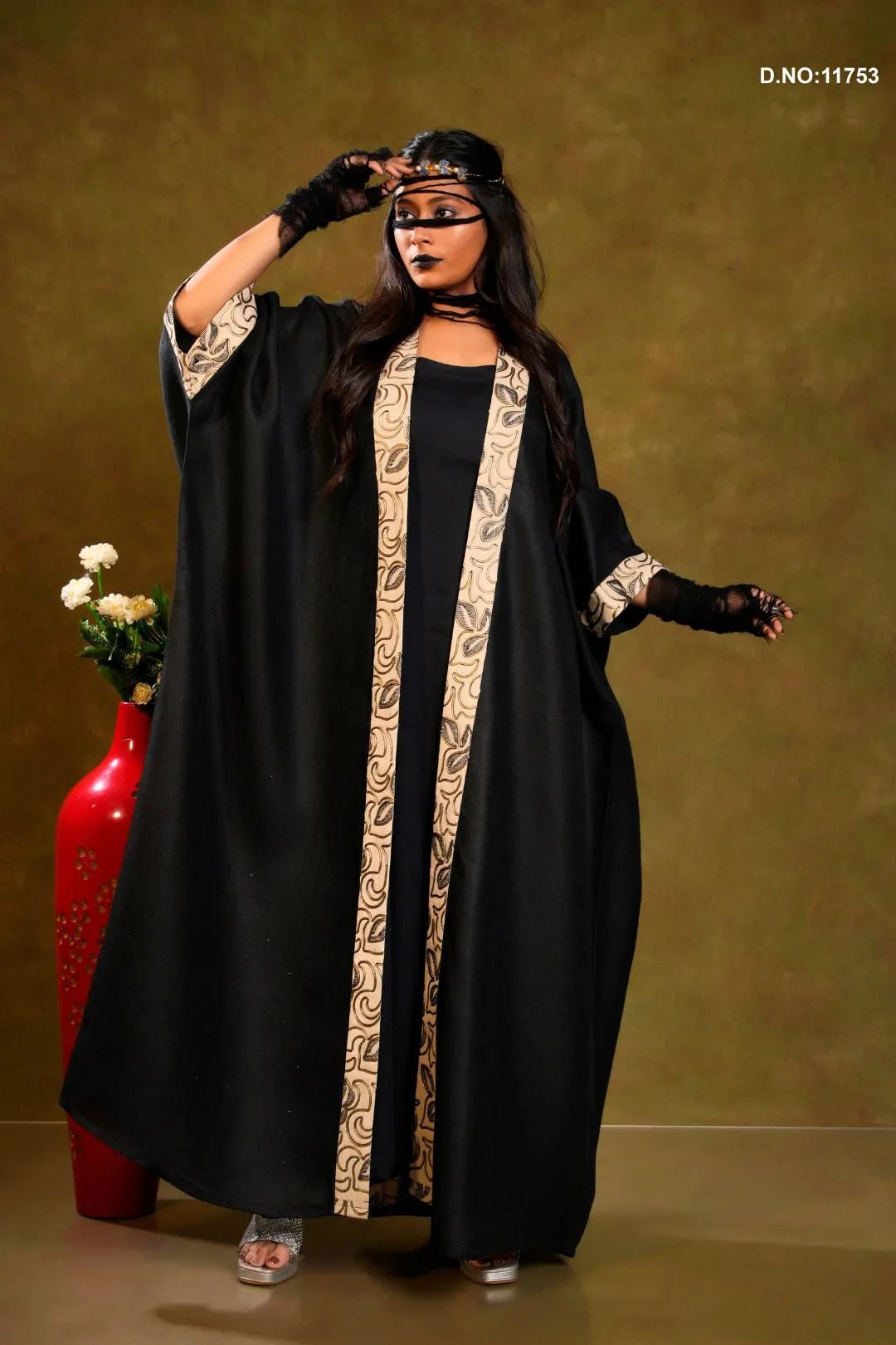 Elegant Linen Shrug with Printed Border Design - غاجي والا إكسبورت Gajiwala Export