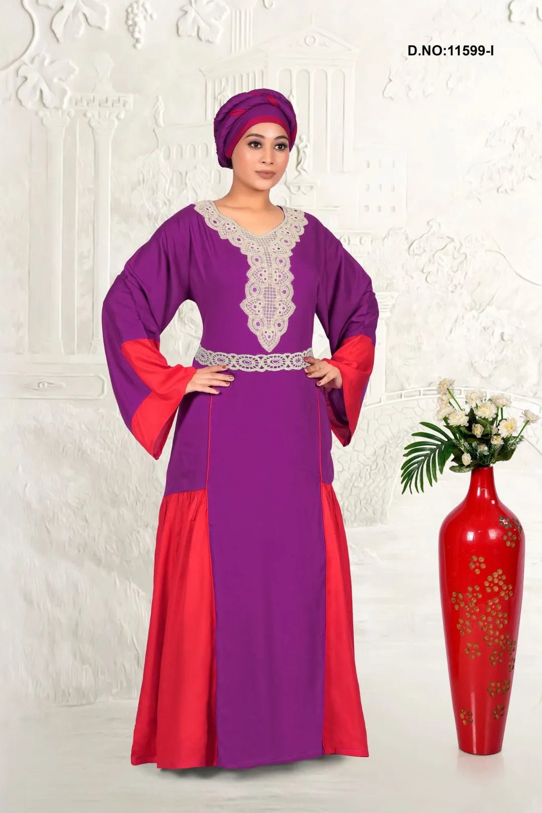 Elegant Rayon Kaftan with Embroidered Neck Detail - غاجي والا إكسبورت Gajiwala Export