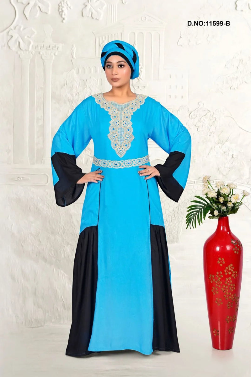 Elegant Rayon Kaftan with Embroidered Neck Detail - غاجي والا إكسبورت Gajiwala Export