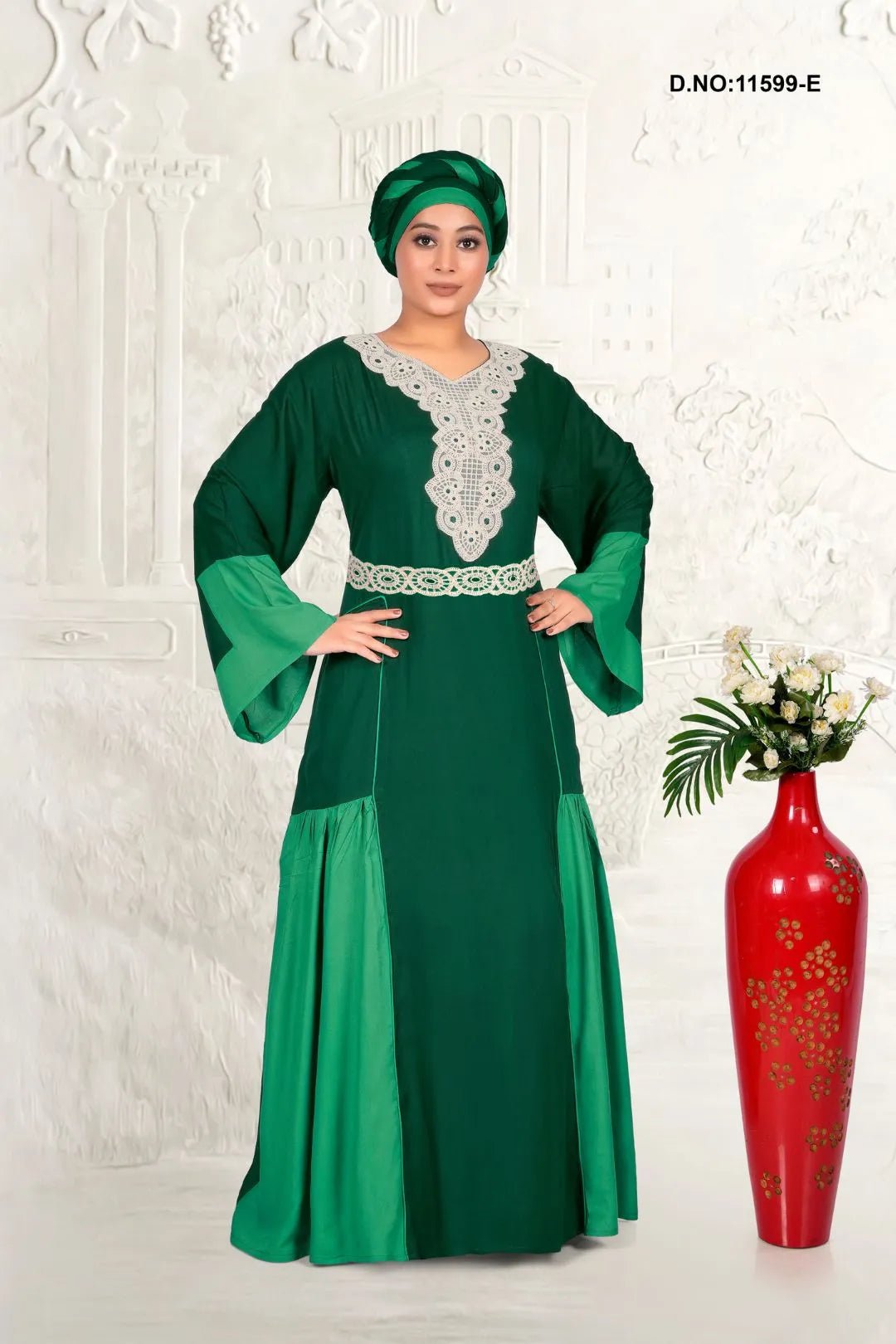 Elegant Rayon Kaftan with Embroidered Neck Detail - غاجي والا إكسبورت Gajiwala Export