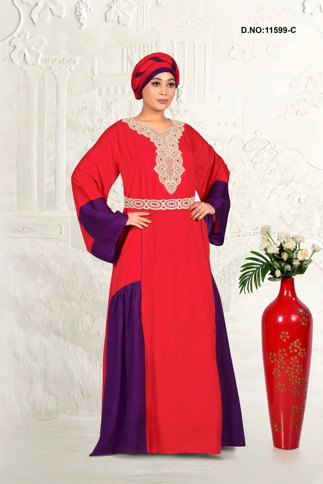 Elegant Rayon Kaftan with Embroidered Neck Detail - غاجي والا إكسبورت Gajiwala Export