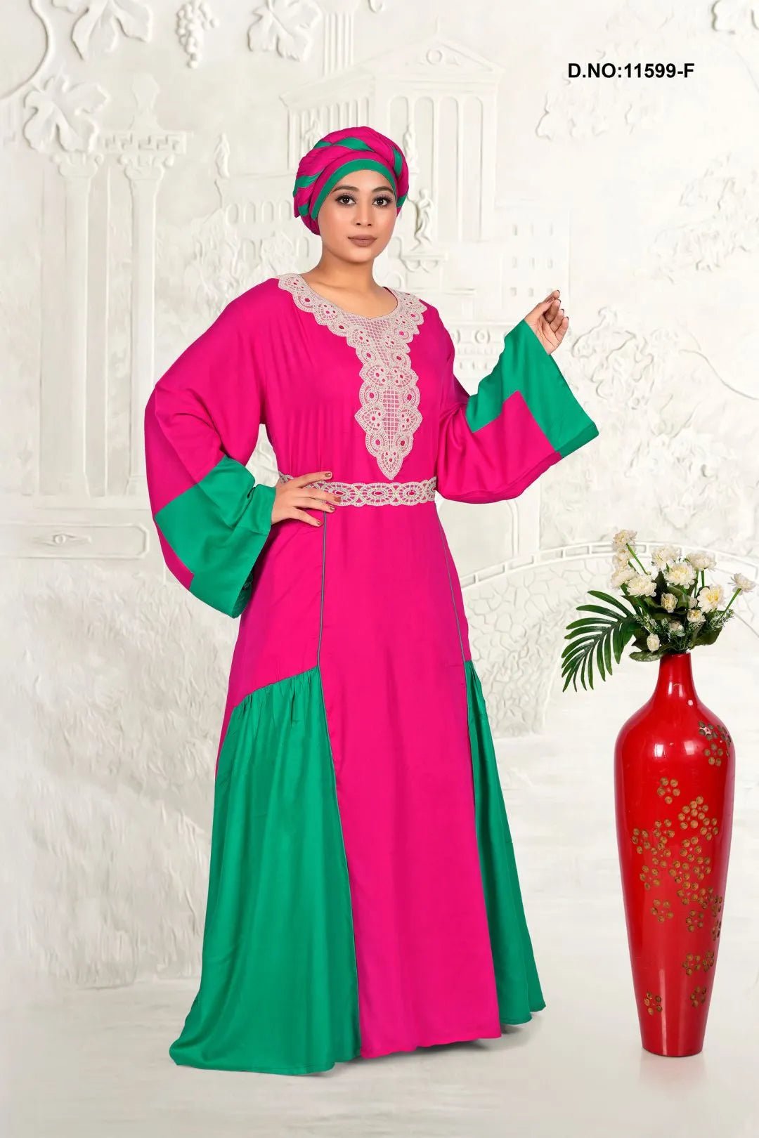 Elegant Rayon Kaftan with Embroidered Neck Detail - غاجي والا إكسبورت Gajiwala Export