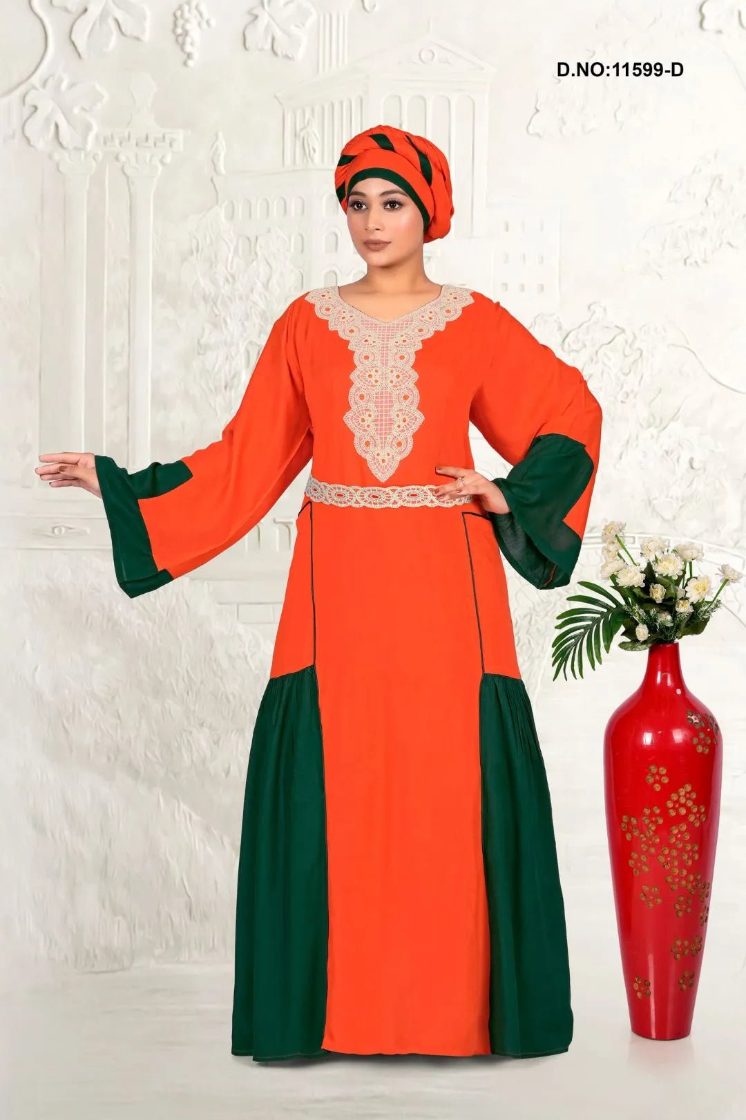 Elegant Rayon Kaftan with Embroidered Neck Detail - غاجي والا إكسبورت Gajiwala Export