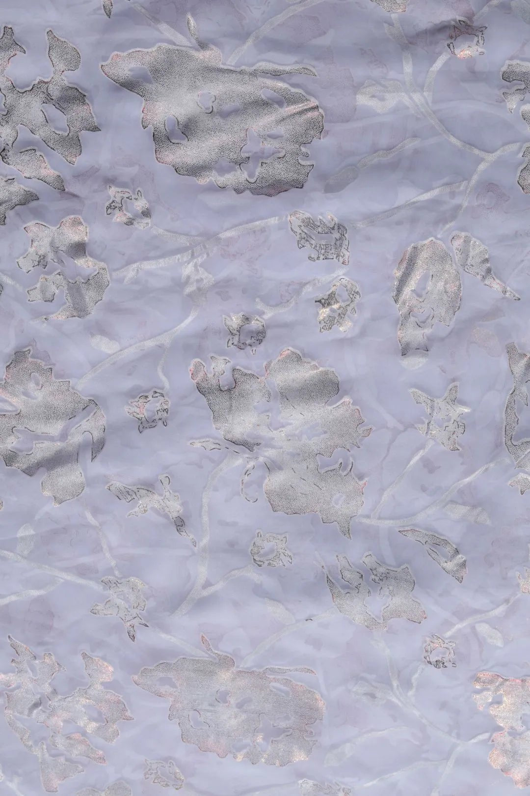 Ethereal Lavender Brasso fabric with Sparkling Floral Foil - غاجي والا إكسبورت Gajiwala Export