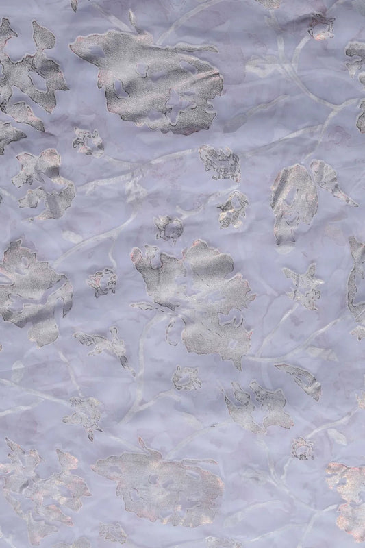 Ethereal Lavender Brasso fabric with Sparkling Floral Foil - غاجي والا إكسبورت Gajiwala Export