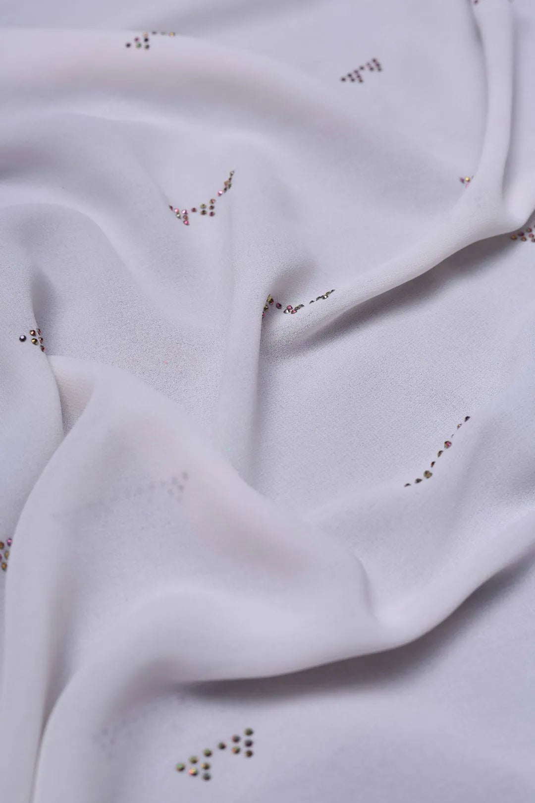 White Iridescent Embellished Stole Luxury Designer Scarf for Women - غاجي والا إكسبورت Gajiwala Export