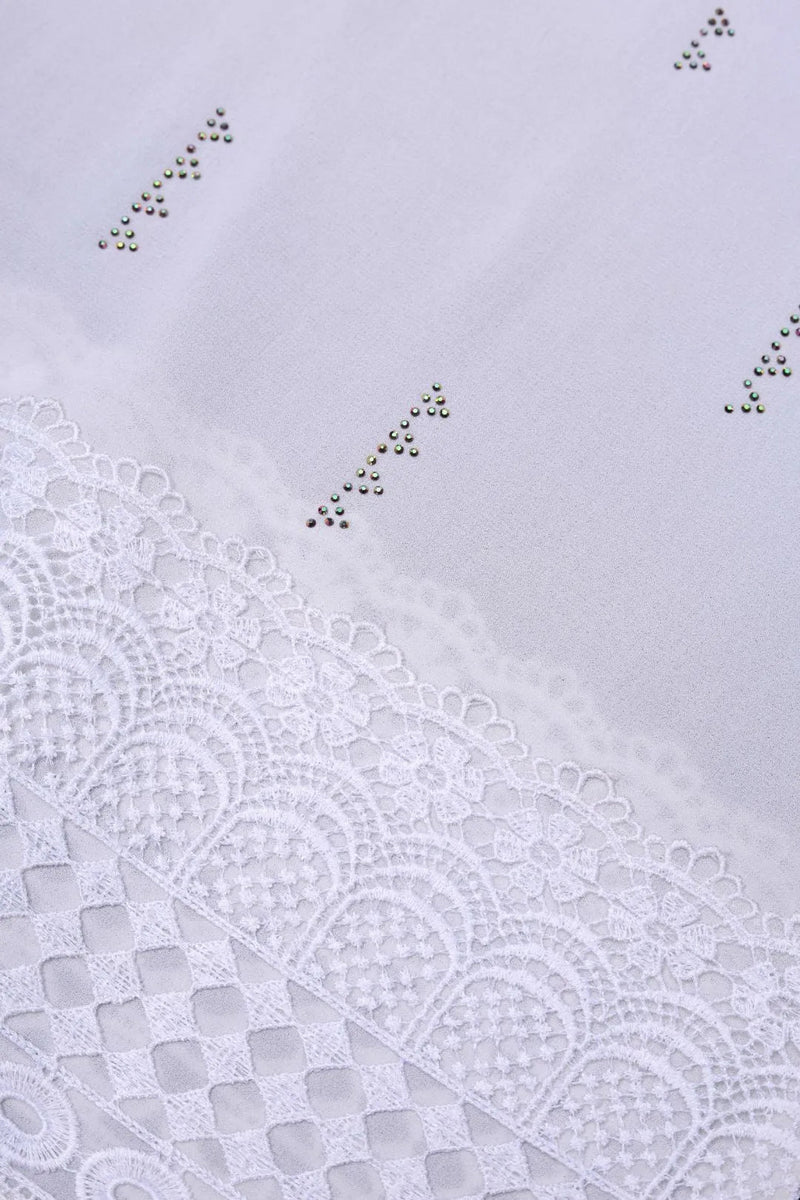 White Iridescent Embellished Stole Luxury Designer Scarf for Women- غاجي والا إكسبورت Gajiwala Export