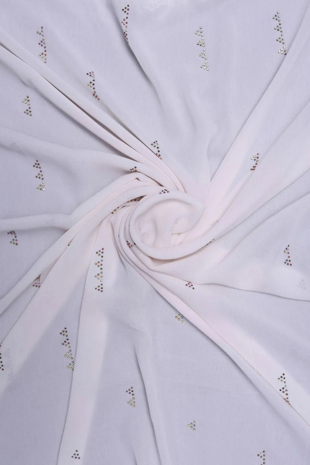 White Iridescent Embellished Stole Luxury Designer Scarf for Women - غاجي والا إكسبورت Gajiwala Export
