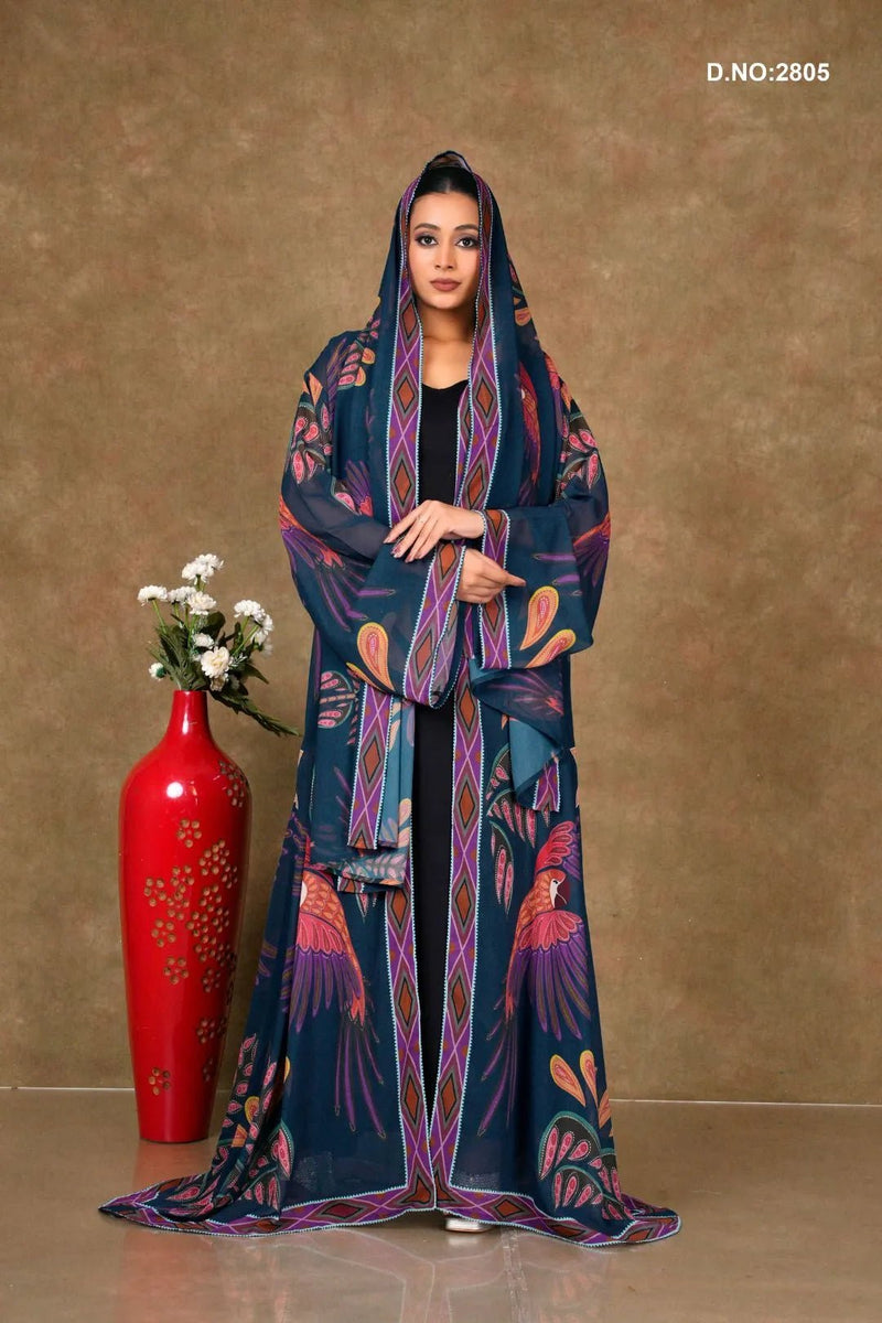 Exotic Bird Print Flowing Shrug For Women's - غاجي والا إكسبورت Gajiwala Export