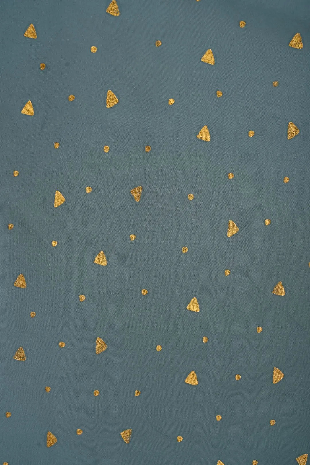 Soft Blue Fabric with Scattered Metallic Gold Foil Print - غاجي والا إكسبورت Gajiwala Export