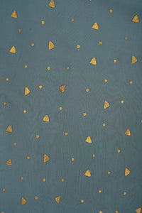 Soft Blue Fabric with Scattered Metallic Gold Foil Print - غاجي والا إكسبورت Gajiwala Export